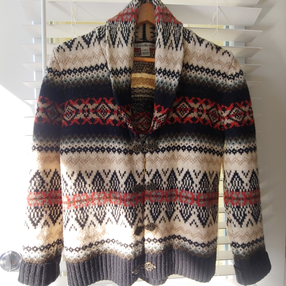 Susan Bristol 100% Wool Cardigan Sweater Size XS